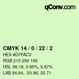 カラーコード: CMYK 14 / 0 / 22 / 2 | qconv.com