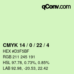 カラーコード: CMYK 14 / 0 / 22 / 4 | qconv.com