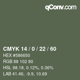 Color code: CMYK 14 / 0 / 22 / 60 | qconv.com