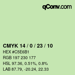 カラーコード: CMYK 14 / 0 / 23 / 10 | qconv.com