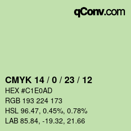 カラーコード: CMYK 14 / 0 / 23 / 12 | qconv.com