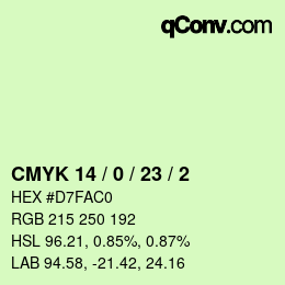 Color code: CMYK 14 / 0 / 23 / 2 | qconv.com