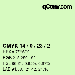 Color code: CMYK 14 / 0 / 23 / 2 | qconv.com