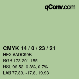 カラーコード: CMYK 14 / 0 / 23 / 21 | qconv.com