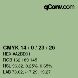 Color code: CMYK 14 / 0 / 23 / 26 | qconv.com