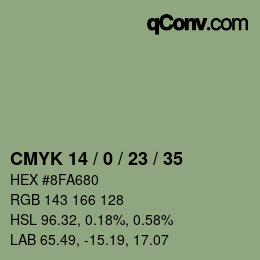 Color code: CMYK 14 / 0 / 23 / 35 | qconv.com