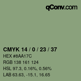 Color code: CMYK 14 / 0 / 23 / 37 | qconv.com