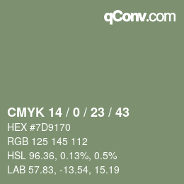 Color code: CMYK 14 / 0 / 23 / 43 | qconv.com