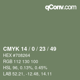 カラーコード: CMYK 14 / 0 / 23 / 49 | qconv.com