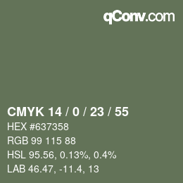 カラーコード: CMYK 14 / 0 / 23 / 55 | qconv.com