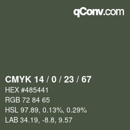 Farbcode: CMYK 14 / 0 / 23 / 67 | qconv.com