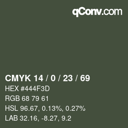 Color code: CMYK 14 / 0 / 23 / 69 | qconv.com