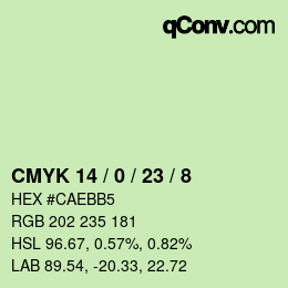 Color code: CMYK 14 / 0 / 23 / 8 | qconv.com