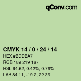 カラーコード: CMYK 14 / 0 / 24 / 14 | qconv.com