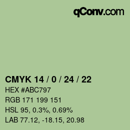 颜色代码: CMYK 14 / 0 / 24 / 22 | qconv.com