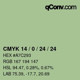 Color code: CMYK 14 / 0 / 24 / 24 | qconv.com