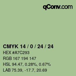 Color code: CMYK 14 / 0 / 24 / 24 | qconv.com