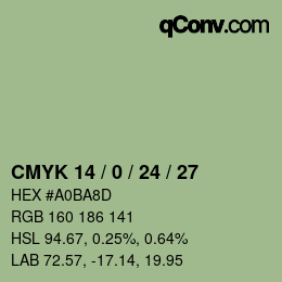 カラーコード: CMYK 14 / 0 / 24 / 27 | qconv.com
