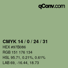 Color code: CMYK 14 / 0 / 24 / 31 | qconv.com