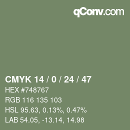Color code: CMYK 14 / 0 / 24 / 47 | qconv.com