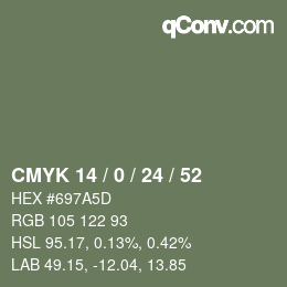 Farbcode: CMYK 14 / 0 / 24 / 52 | qconv.com