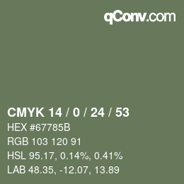 颜色代码: CMYK 14 / 0 / 24 / 53 | qconv.com