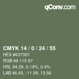 Color code: CMYK 14 / 0 / 24 / 55 | qconv.com