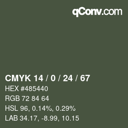 Color code: CMYK 14 / 0 / 24 / 67 | qconv.com