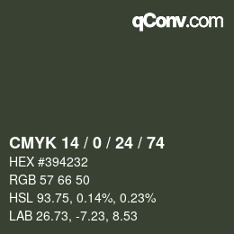 Color code: CMYK 14 / 0 / 24 / 74 | qconv.com