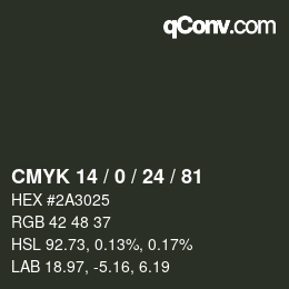 カラーコード: CMYK 14 / 0 / 24 / 81 | qconv.com