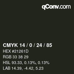 Color code: CMYK 14 / 0 / 24 / 85 | qconv.com