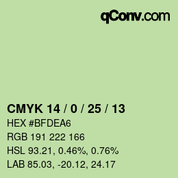 Color code: CMYK 14 / 0 / 25 / 13 | qconv.com