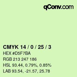 カラーコード: CMYK 14 / 0 / 25 / 3 | qconv.com