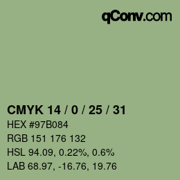 カラーコード: CMYK 14 / 0 / 25 / 31 | qconv.com