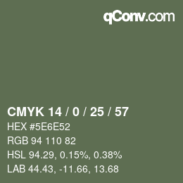 Color code: CMYK 14 / 0 / 25 / 57 | qconv.com