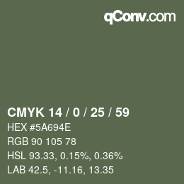 颜色代码: CMYK 14 / 0 / 25 / 59 | qconv.com