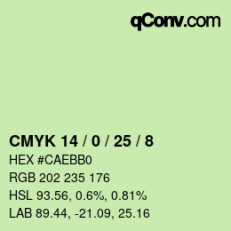 Color code: CMYK 14 / 0 / 25 / 8 | qconv.com