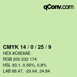 颜色代码: CMYK 14 / 0 / 25 / 9 | qconv.com