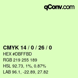 Color code: CMYK 14 / 0 / 26 / 0 | qconv.com