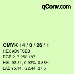 カラーコード: CMYK 14 / 0 / 26 / 1 | qconv.com