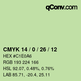 Color code: CMYK 14 / 0 / 26 / 12 | qconv.com