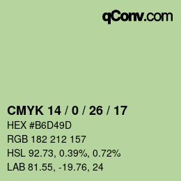 颜色代码: CMYK 14 / 0 / 26 / 17 | qconv.com