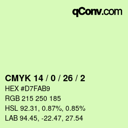 カラーコード: CMYK 14 / 0 / 26 / 2 | qconv.com