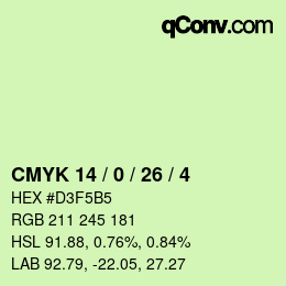 カラーコード: CMYK 14 / 0 / 26 / 4 | qconv.com