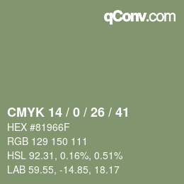 颜色代码: CMYK 14 / 0 / 26 / 41 | qconv.com