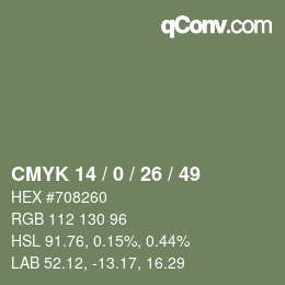 Color code: CMYK 14 / 0 / 26 / 49 | qconv.com