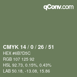 颜色代码: CMYK 14 / 0 / 26 / 51 | qconv.com