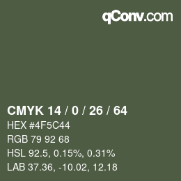 Color code: CMYK 14 / 0 / 26 / 64 | qconv.com