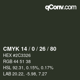Color code: CMYK 14 / 0 / 26 / 80 | qconv.com