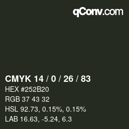 颜色代码: CMYK 14 / 0 / 26 / 83 | qconv.com